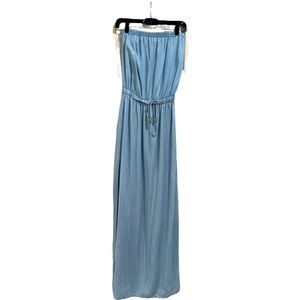 Fab’ric 💙 see video Strapless blue comfy cute maxi dress with side slits SZ M